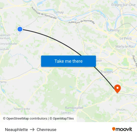 Neauphlette to Chevreuse map