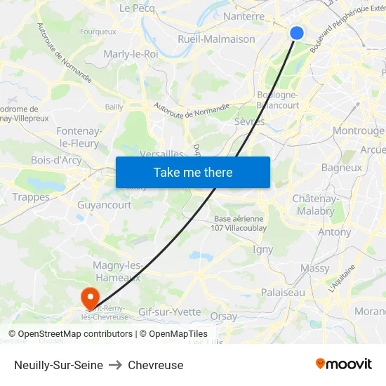 Neuilly-Sur-Seine to Chevreuse map
