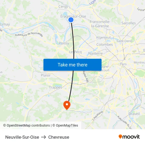 Neuville-Sur-Oise to Chevreuse map