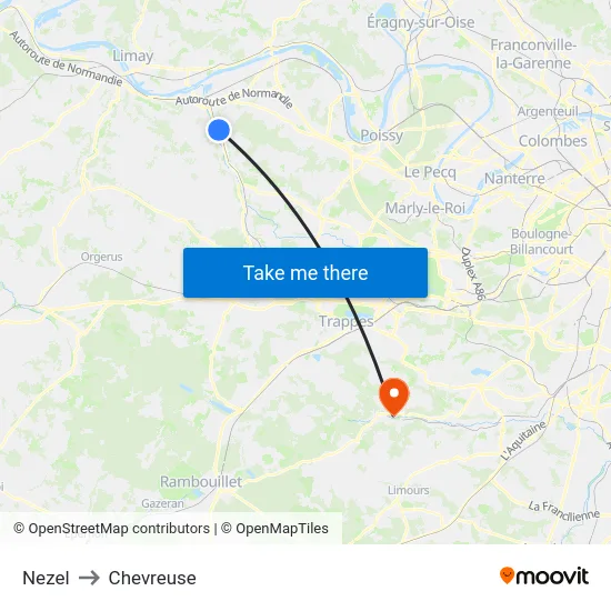 Nezel to Chevreuse map