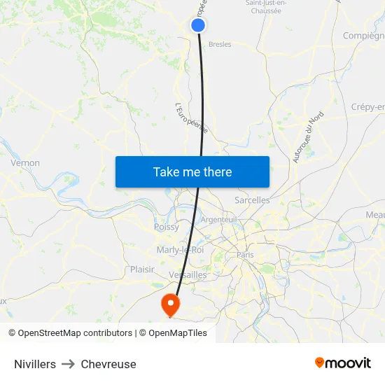 Nivillers to Chevreuse map