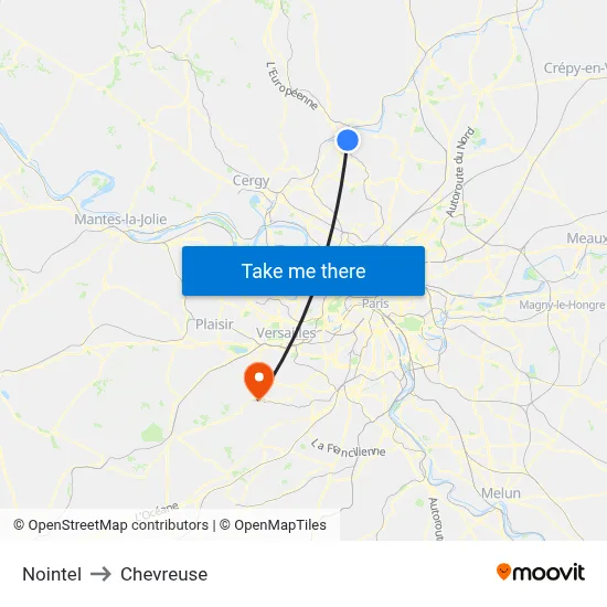 Nointel to Chevreuse map