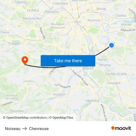 Noiseau to Chevreuse map