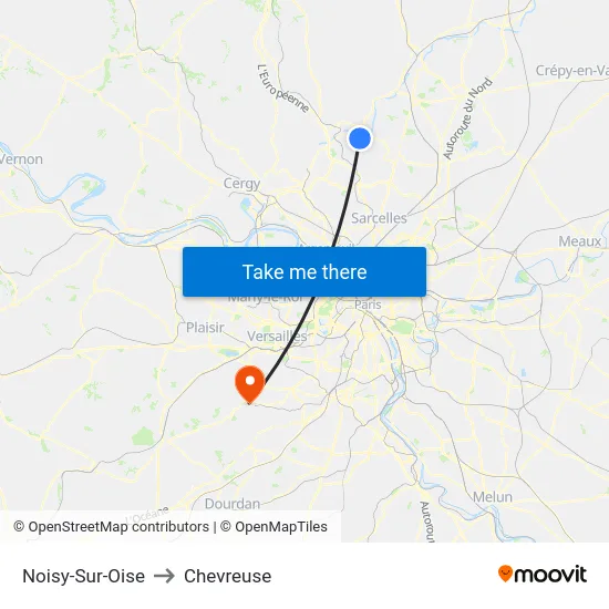 Noisy-Sur-Oise to Chevreuse map