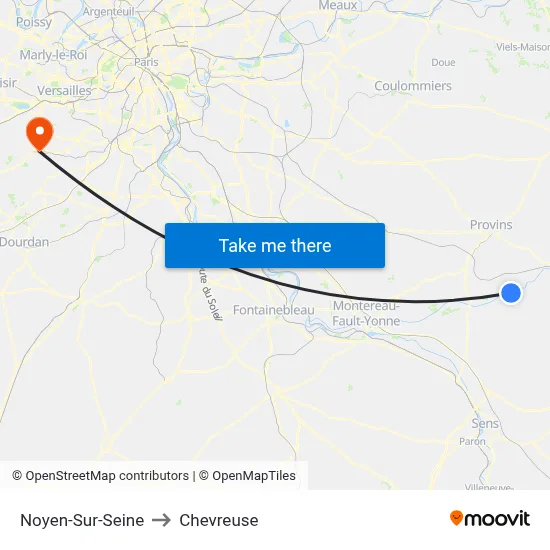 Noyen-Sur-Seine to Chevreuse map