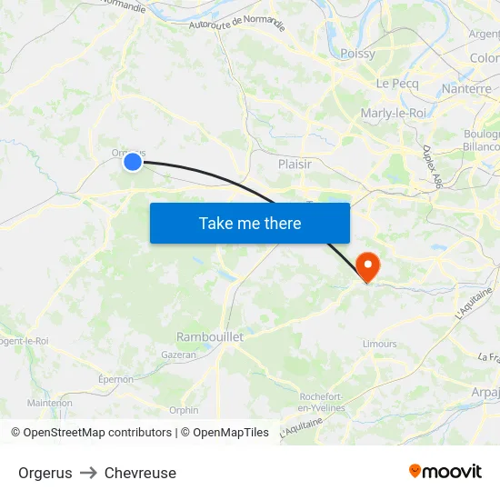 Orgerus to Chevreuse map
