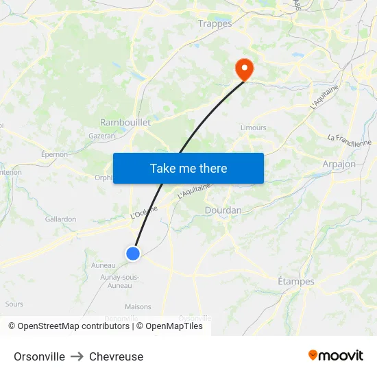 Orsonville to Chevreuse map