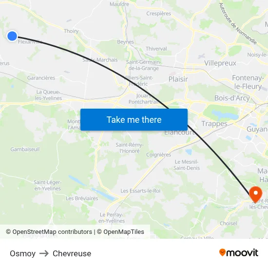 Osmoy to Chevreuse map