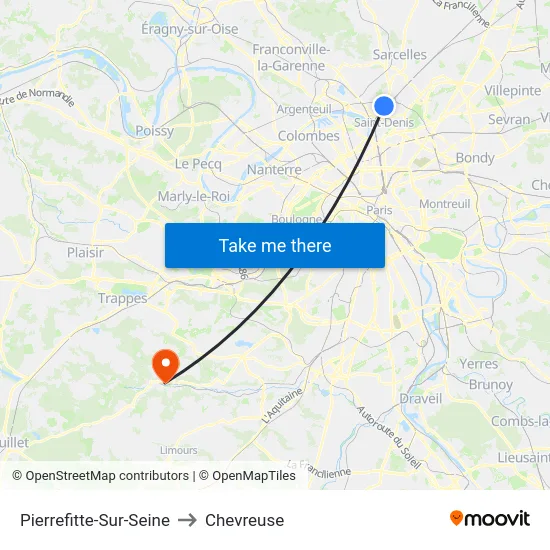 Pierrefitte-Sur-Seine to Chevreuse map
