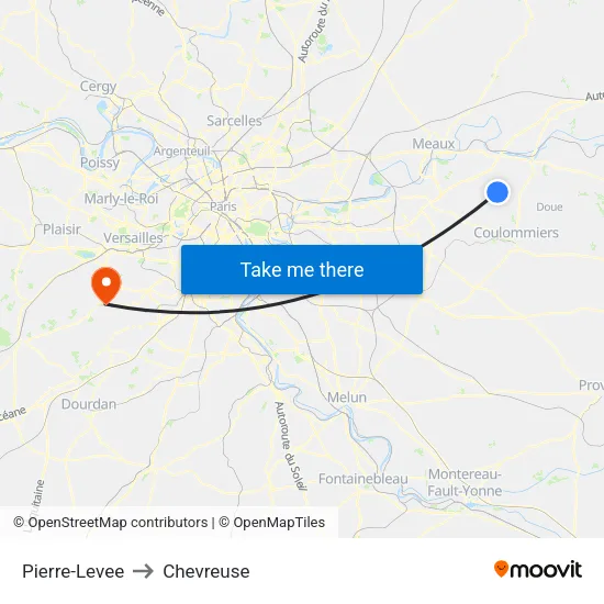 Pierre-Levee to Chevreuse map