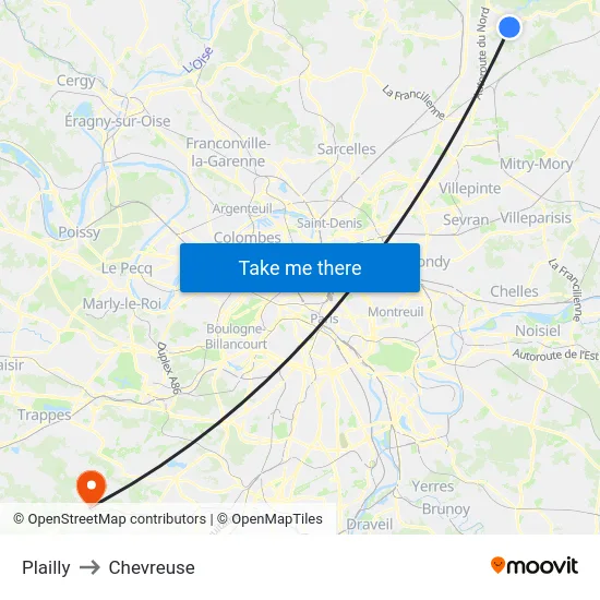 Plailly to Chevreuse map