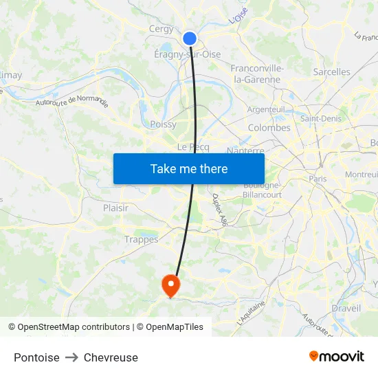 Pontoise to Chevreuse map