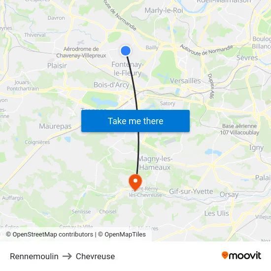 Rennemoulin to Chevreuse map