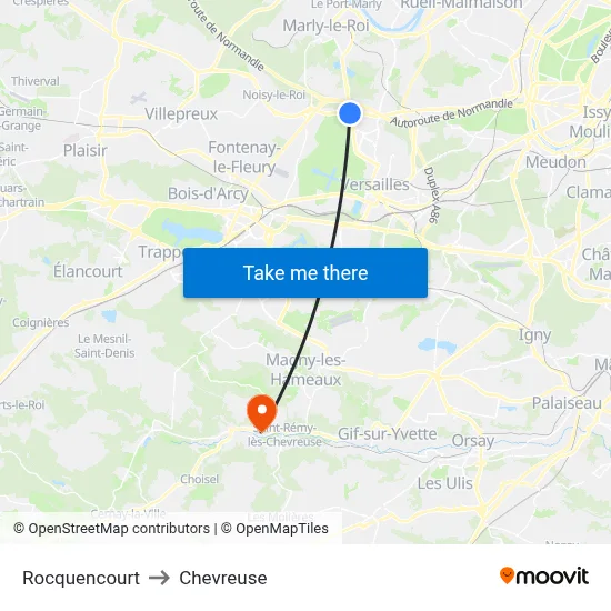 Rocquencourt to Chevreuse map