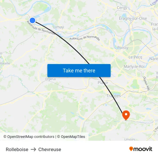 Rolleboise to Chevreuse map