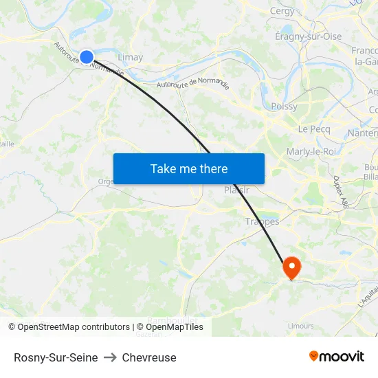 Rosny-Sur-Seine to Chevreuse map