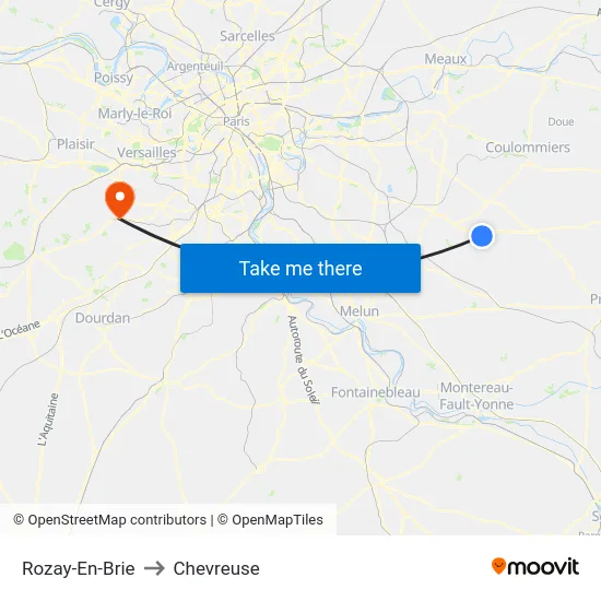 Rozay-En-Brie to Chevreuse map