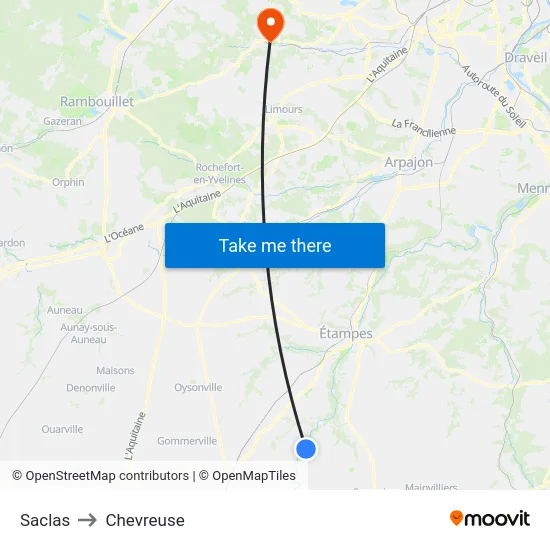 Saclas to Chevreuse map