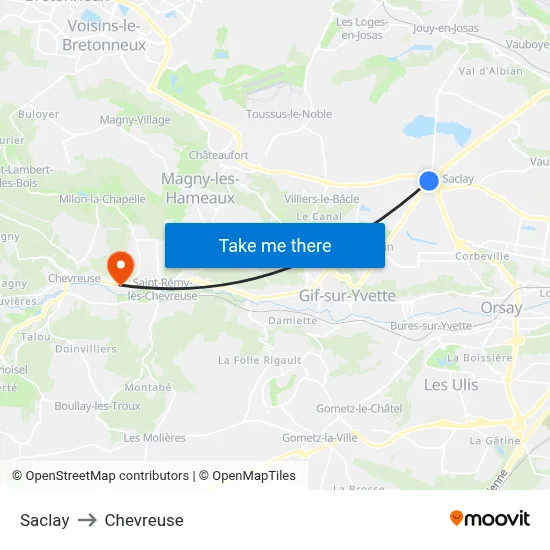 Saclay to Chevreuse map