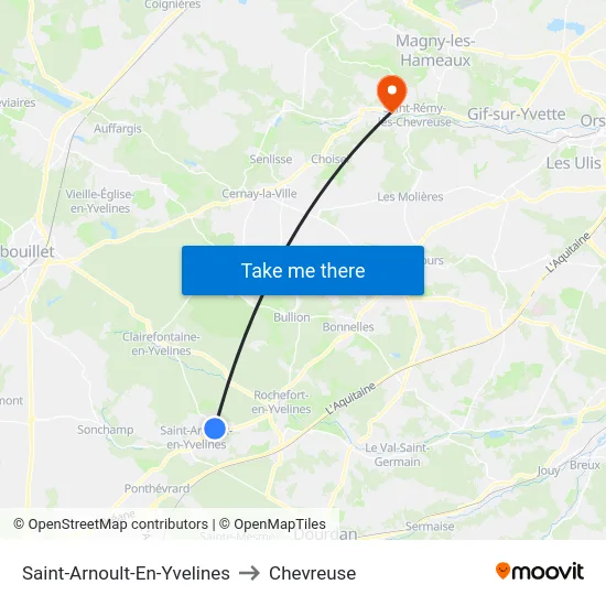 Saint-Arnoult-En-Yvelines to Chevreuse map