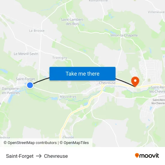 Saint-Forget to Chevreuse map