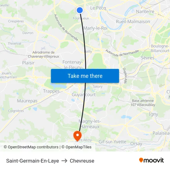 Saint-Germain-En-Laye to Chevreuse map