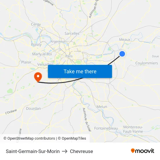 Saint-Germain-Sur-Morin to Chevreuse map