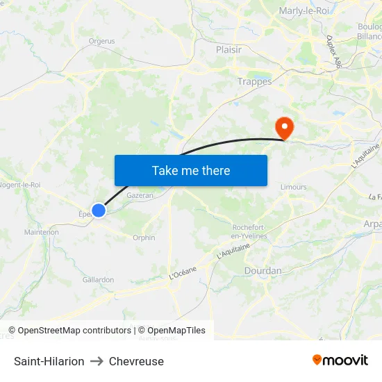 Saint-Hilarion to Chevreuse map