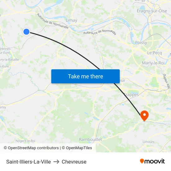Saint-Illiers-La-Ville to Chevreuse map