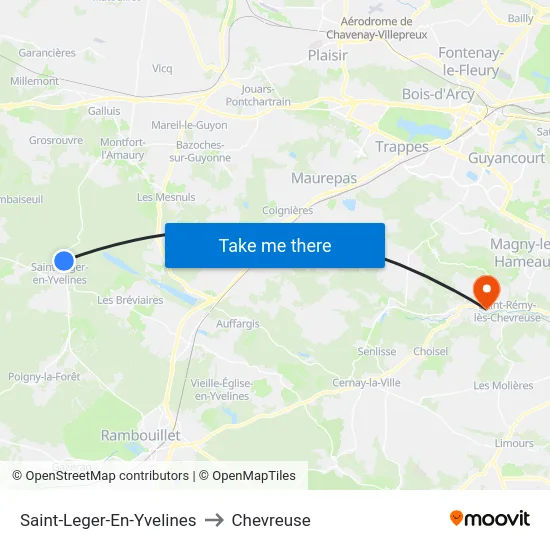 Saint-Leger-En-Yvelines to Chevreuse map