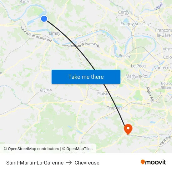 Saint-Martin-La-Garenne to Chevreuse map