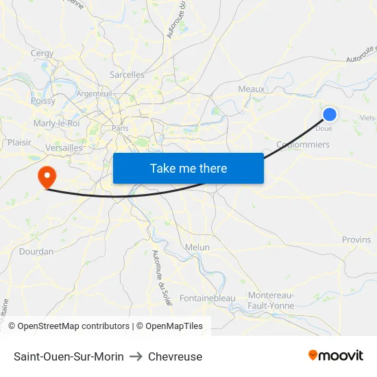 Saint-Ouen-Sur-Morin to Chevreuse map
