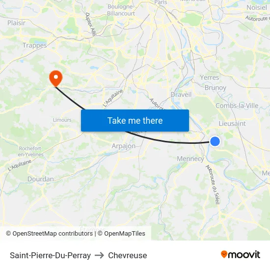 Saint-Pierre-Du-Perray to Chevreuse map