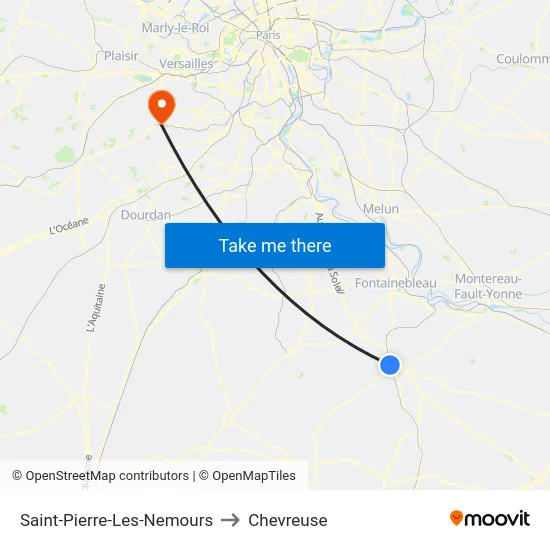Saint-Pierre-Les-Nemours to Chevreuse map