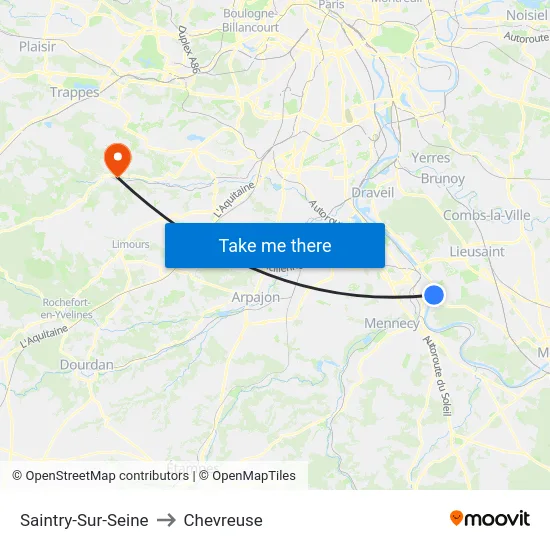 Saintry-Sur-Seine to Chevreuse map