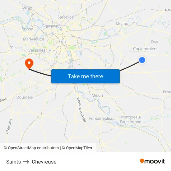 Saints to Chevreuse map