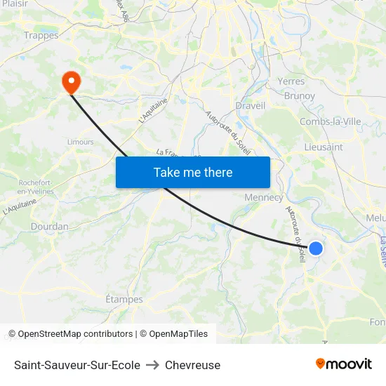 Saint-Sauveur-Sur-Ecole to Chevreuse map