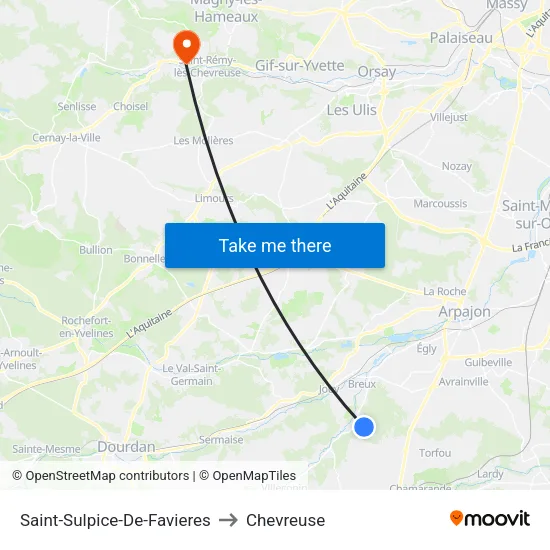 Saint-Sulpice-De-Favieres to Chevreuse map