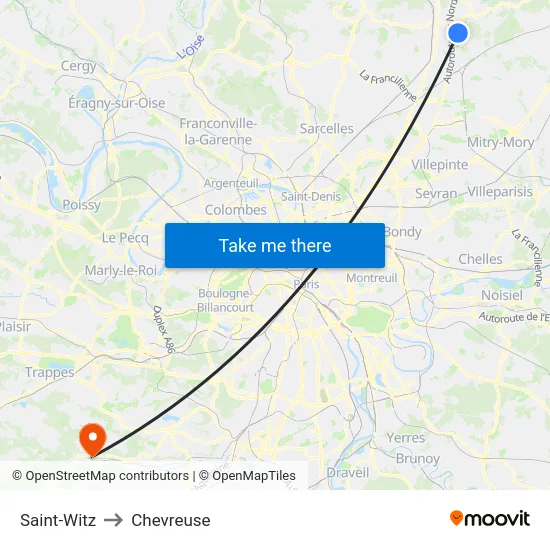 Saint-Witz to Chevreuse map