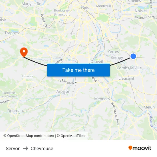 Servon to Chevreuse map