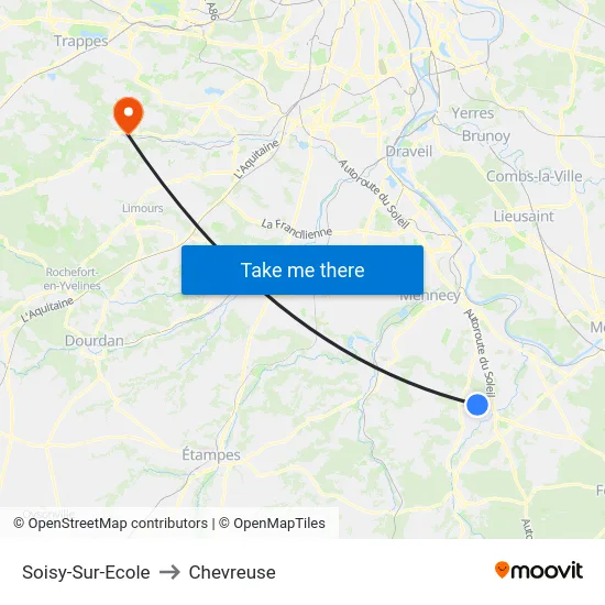 Soisy-Sur-Ecole to Chevreuse map