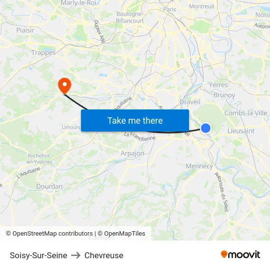 Soisy-Sur-Seine to Chevreuse map