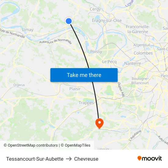 Tessancourt-Sur-Aubette to Chevreuse map
