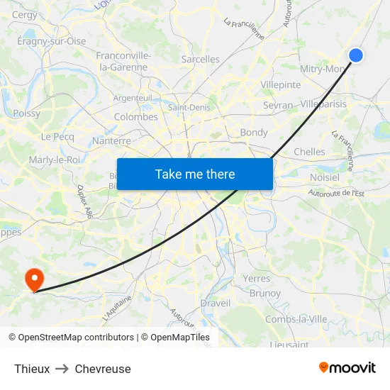 Thieux to Chevreuse map