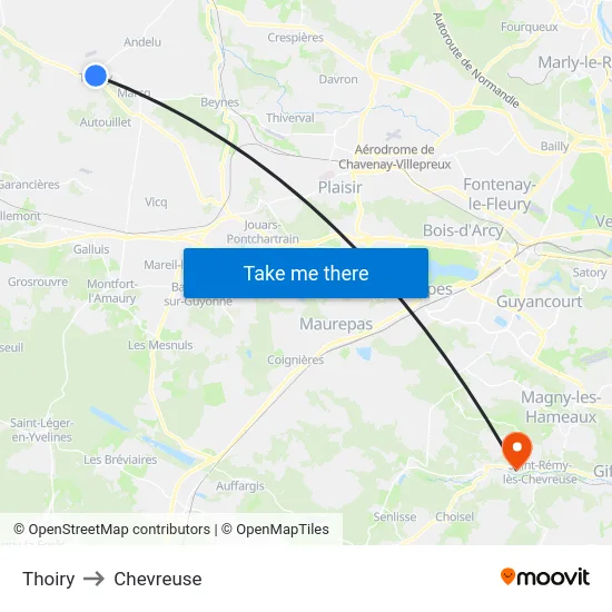 Thoiry to Chevreuse map