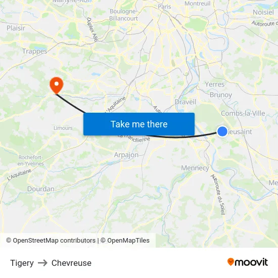 Tigery to Chevreuse map