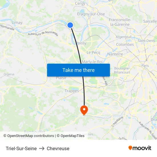 Triel-Sur-Seine to Chevreuse map