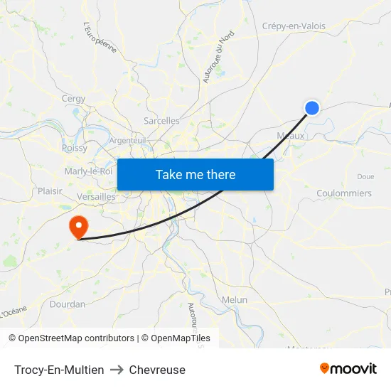 Trocy-En-Multien to Chevreuse map