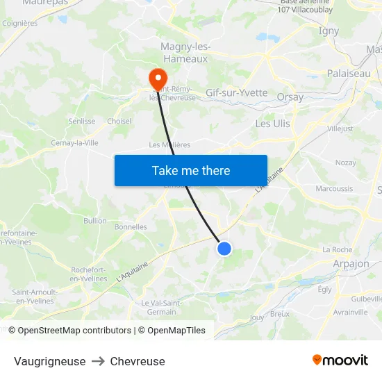 Vaugrigneuse to Chevreuse map