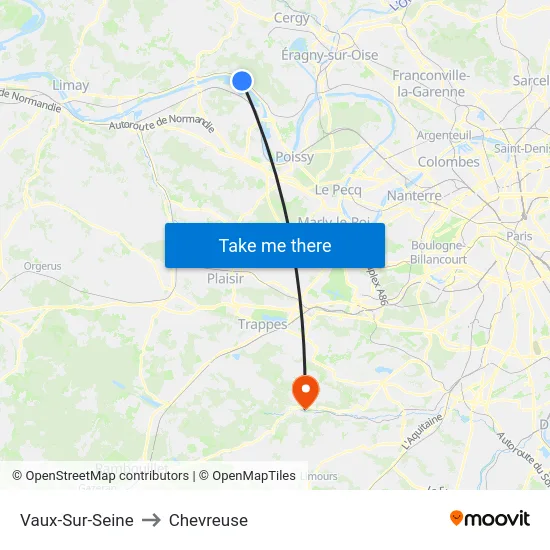 Vaux-Sur-Seine to Chevreuse map